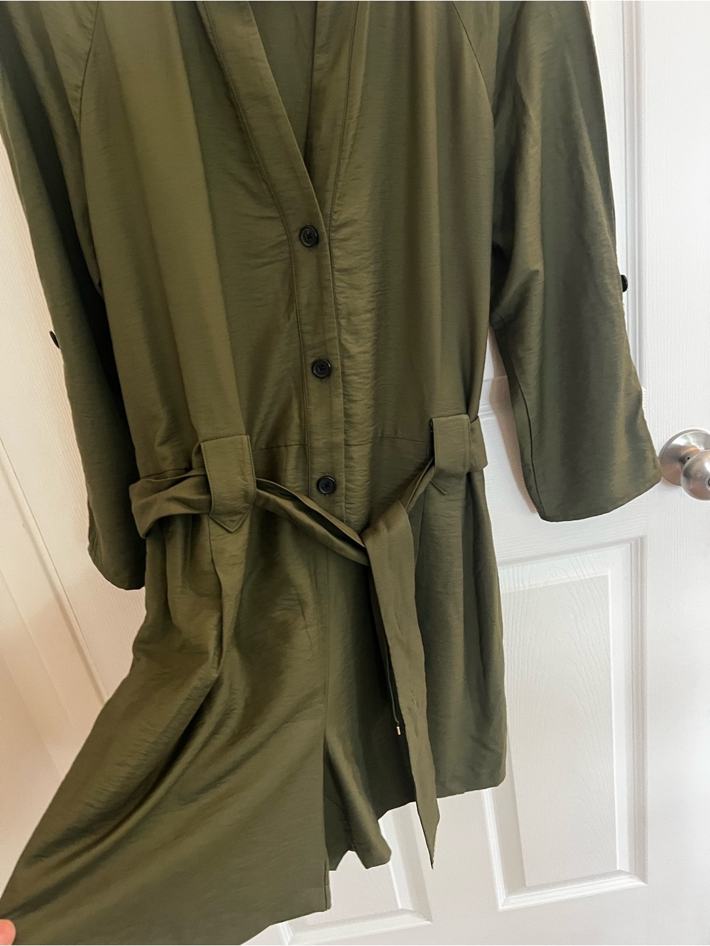 INC International Concepts Olive Green Belted Jumpsuit Romper - Picture 5 of 12